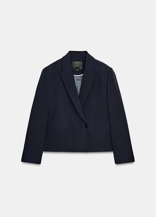Укорочений темно-синій блейзер з колекції zara zw limited