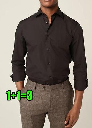 😉1+1=3 шикарна чорна чоловіча сорочка бавовна next regular fit, розмір 56 - 58