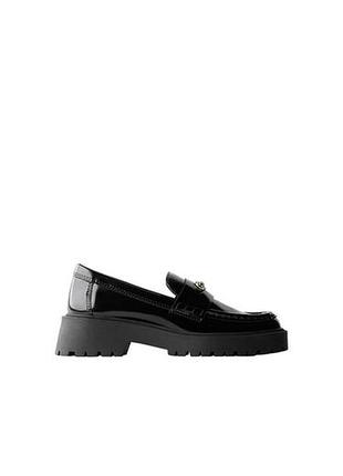 Туфлі для дівчинки zara, 37,чорні,штучна,еко,шкіра,штучні,шкіряні,лофери,демісезон,весна,літо,каблук