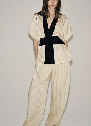 Брюки в полоску zw collection с поясом