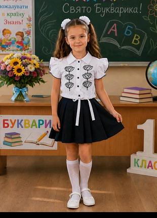 Блуза для девочек белая вышитая