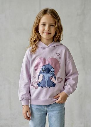 Худі disney stitch george утеплене для дівчинки 8–9 років 128–135 см рожеве