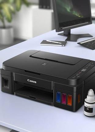 Современный фото принтер со сканером снпч и беспроводной печатью 3в1 canon g3411