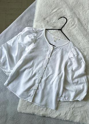 Белая блуза из льна h&amp;m