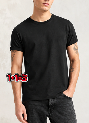 🎁1+1=3 базова чорна чоловіча футболка topman muscle fit, розмір 48 - 50