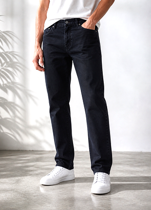 🎁1+1=3 брендові темно-сині прямі чоловічі джинси armani jeans, розмір 48 - 50