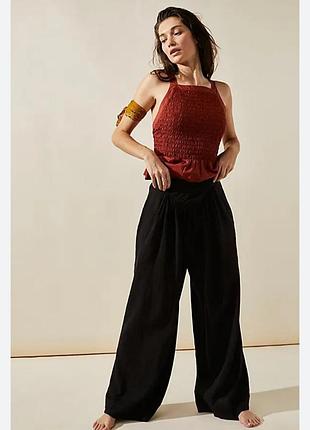 Лляні легкі штани палаццо free people pack me up pants оригінал чорні 48-50 розмір