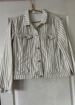 Стильна джинсова куртка в смужку dorothy perkins (розмір uk 18 / eur 46)