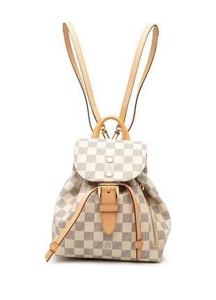 Вінтажний рюкзак louis vuitton damier azur sperone bb з світлої канви та обробкою з натуральної шкіри