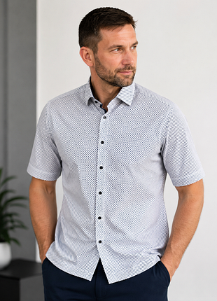 Оригинальная рубашка olymp luxor modern fit белая с коротким рукавом l xl 52 54