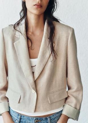 Блейзер лляний zw collection from zara новий в упаковці з бірками