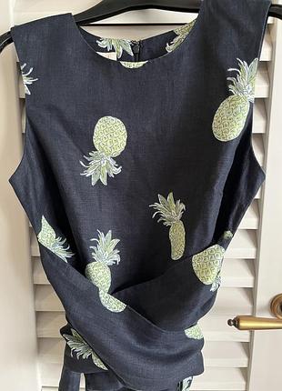 Лляний преміум топ hobbs london anika pineapple linen tie блуза з ананасами розмір 10 / m