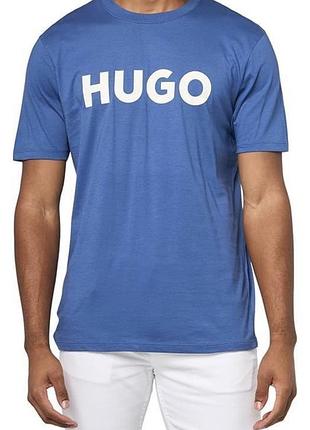 Футболка hugo синя print logo short sleeve t-shirt