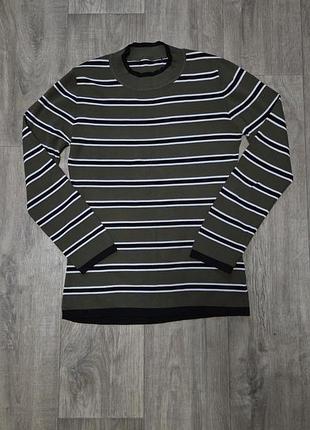 Кофта в полоску зеленая м, вискоза, новая, без бренда