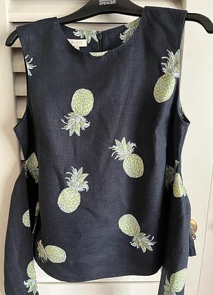 Лляний преміум топ hobbs london anika pineapple linen tie блуза з ананасами розмір 10 / m