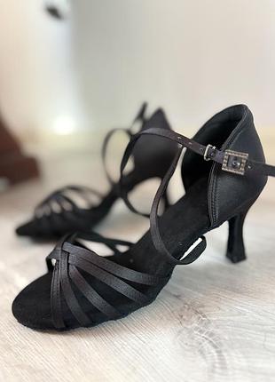 Жіночі босоніжки для бальних танців моделі danceex solomia у чорному кольорі
