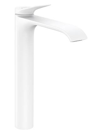 Vivenis змішувач для умивальника, одноважільний 250, зі зливним гарнітуром pop-up, колір білий матовий