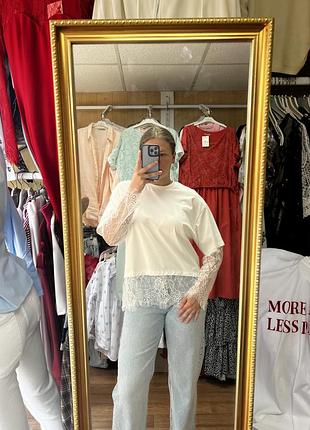 Футболка з мереживом zara