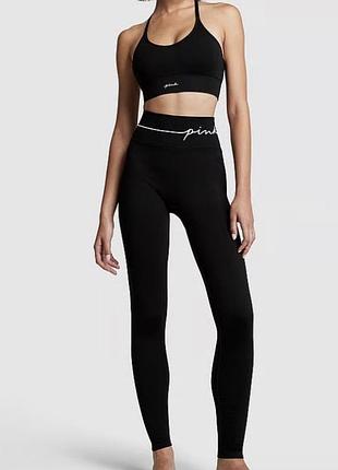 Легiнси pink by victoria's secret чорні seamless classic leggings