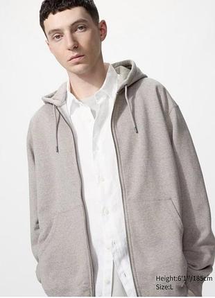 Худi uniqlo бежева sweat full-zip hoodie