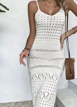 Ажурное платье кроше knit mix