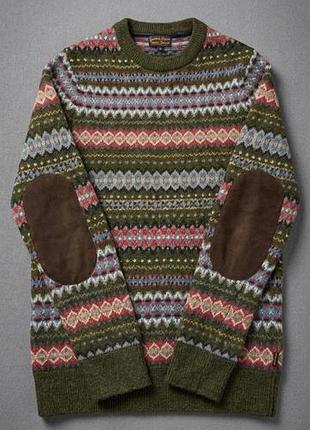 Оригинальный шерстяной свитер barbour heritage fair isle с наклетниками