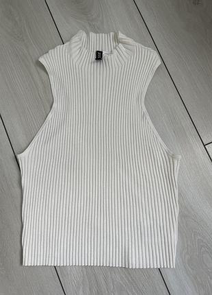 Базовий білий топ у рубчик h&m divided s m