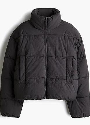 Пуховик жіночий h&m short puffer jacket grey 1228408007 xxs