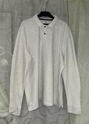 Мужской коттоновый реглан поло с длинным рукавом m&s 2xl (54)