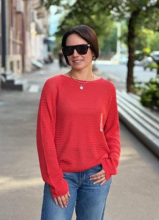 Джемпер uniqlo кораловий 3d knit seamless mesh crew neck jumper