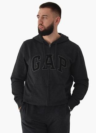 Толстовка чоловіча gap logo zip hoodie grey 218871801 xl