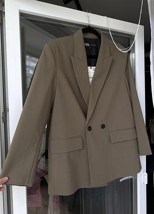 Піджак zara оверзайз оливковий/хакі новий