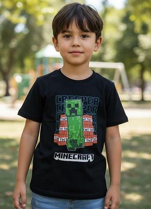 Черная футболка m&amp;s minecraft mojang на мальчика 12-13 лет