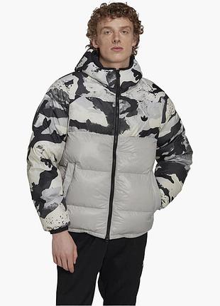 Пуховик чоловічій adidas down regen camo hooded puffer jacket grey hk5030