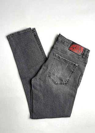 Dsquared 2 оригинал мужские джинсы серые slim fit с потертостями made in italy сделано в имталии размер 54 2xl 52 xl 35 36