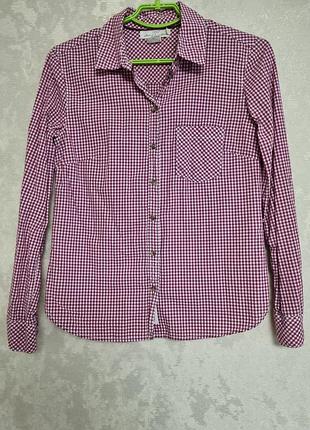 Рубашка бордо h&m котончик , в дрібну клітинку, розміру велика s, м