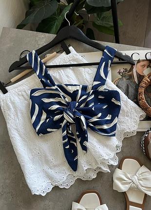 Топ жіночий h&m на бретельках синьо-білий розмір xs
