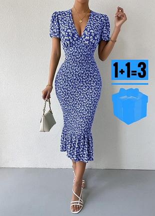 🥰 обтисла міді сукня на резинці shein l
