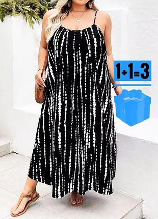 🥰 довга сукня на бретелях в абстрактний принт shein 7xl