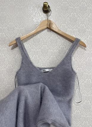 Вʼязана сукня на бретелях zara limited edition з вовняної альпаки та бісером