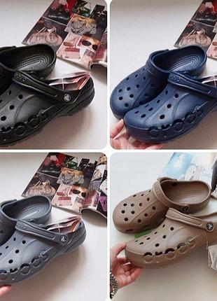Чоловічі шльопані сабо crocs baya classic сині,сірі,кайот,чорні