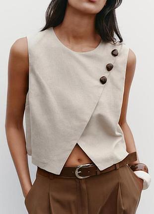 Zara топ льон м