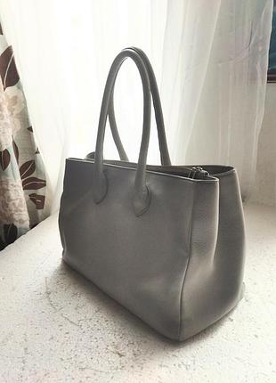 Кожаная сумка-тоут the white company в сером цвете