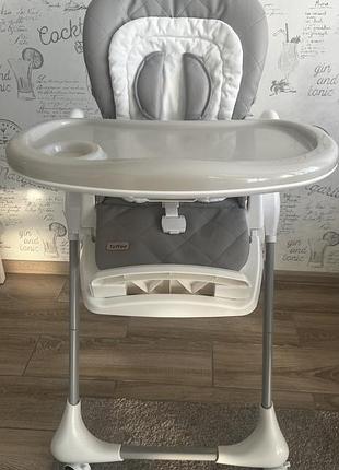 Стільчик дитячий для годування в ідеальному стані carrello toffee cloud grey на колесах із пластику 102х68х60 см сірий