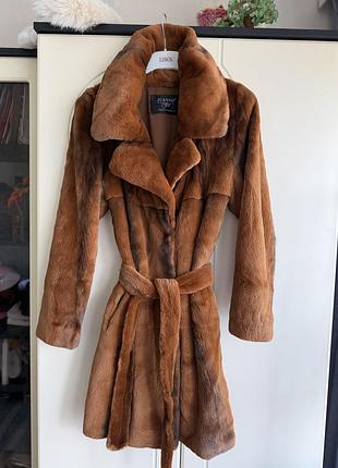 Норкова шуба saga mink juanno fur | натуральна стрижена норка | s–m