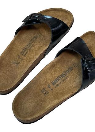 Кожаные лаковые шлепанцы сабо birkenstock madrid биркеншток 41 р / 26,5 см оригинал
