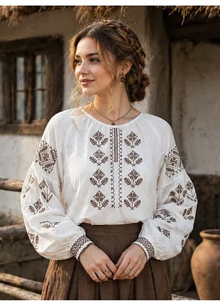 Бесплатная доставка льняная вышиванка молочная