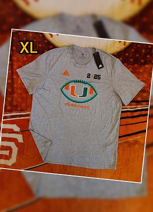 💯оригинал. футболка adidas aeroready x miami hurricanes. идеальный вариант на лето