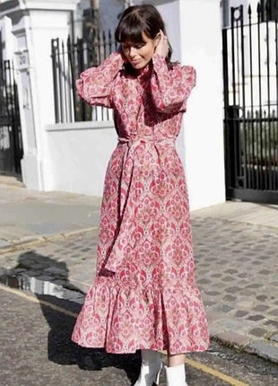 Платье миди zara смесь лен