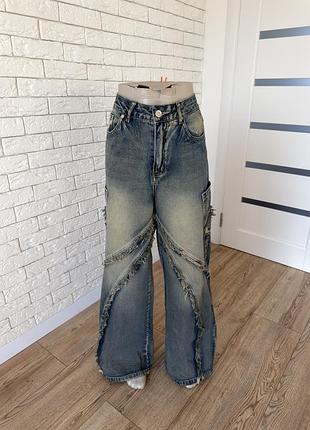 Джинси баггі see see paris frayed y2k jeans